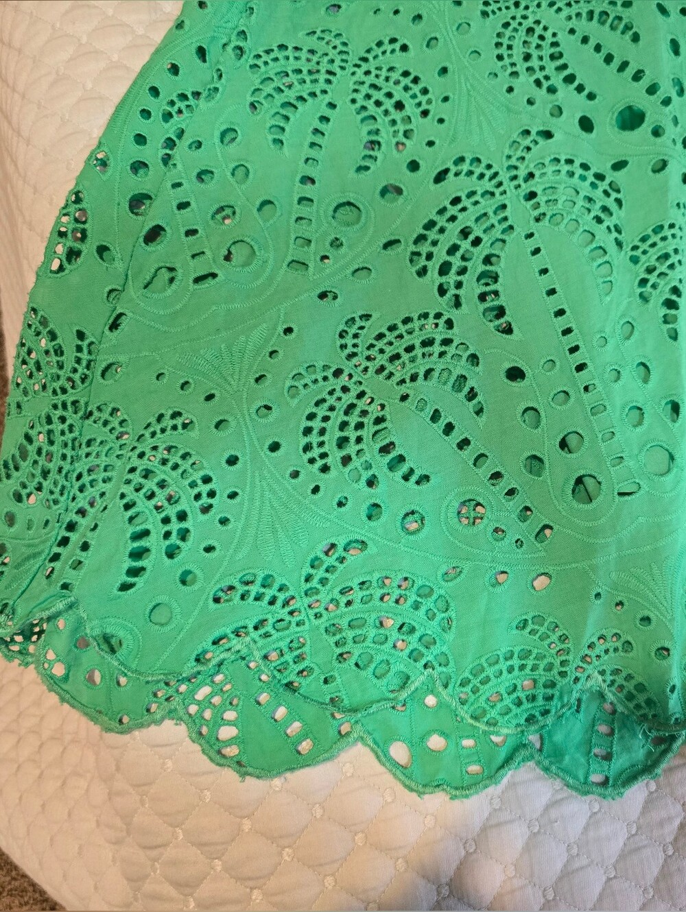Farm Rio Green Richelieu Cutwork Midi Dress Size Small - Picture 10 of 14